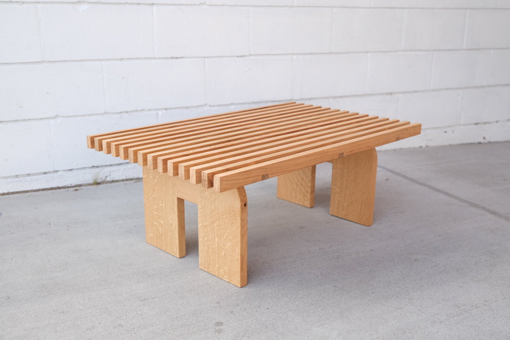 Slatted white oak coffee table