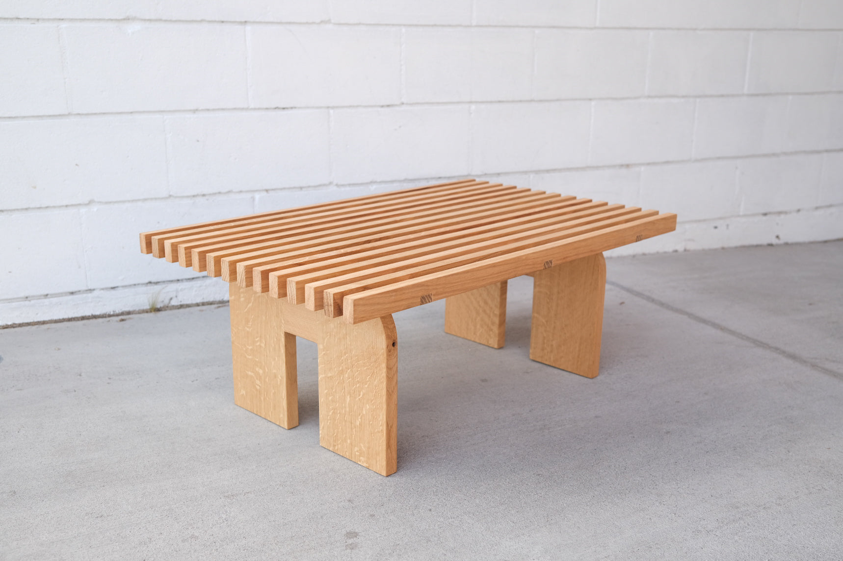 Slatted white oak coffee table