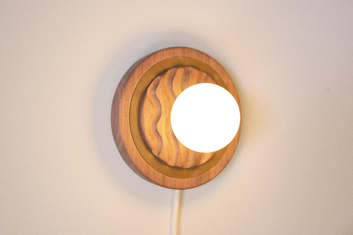 Eddy wood wall sconce in modern eclectic interior