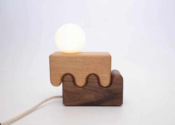 Wood table lamp in modern minimalist interior
