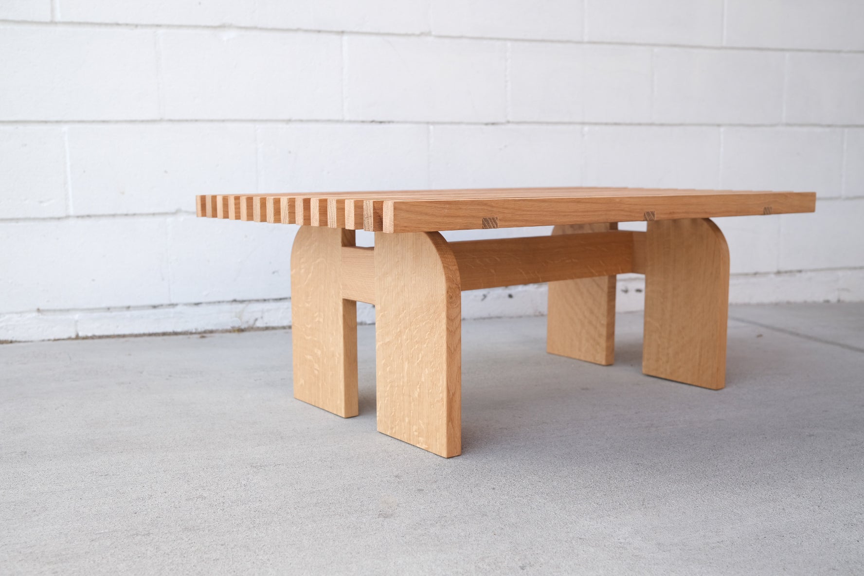Slatted white oak coffee table