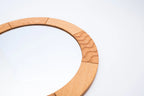 Round Wood Mirror with Ripple Pattern