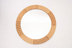 Round Wood Mirror with Ripple Pattern