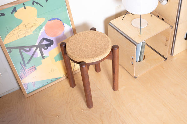 Koppa Wood cork stool in Japandi style interior