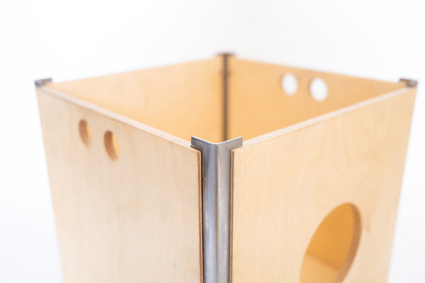 Birch wood storage crate close up showing oil wax finish