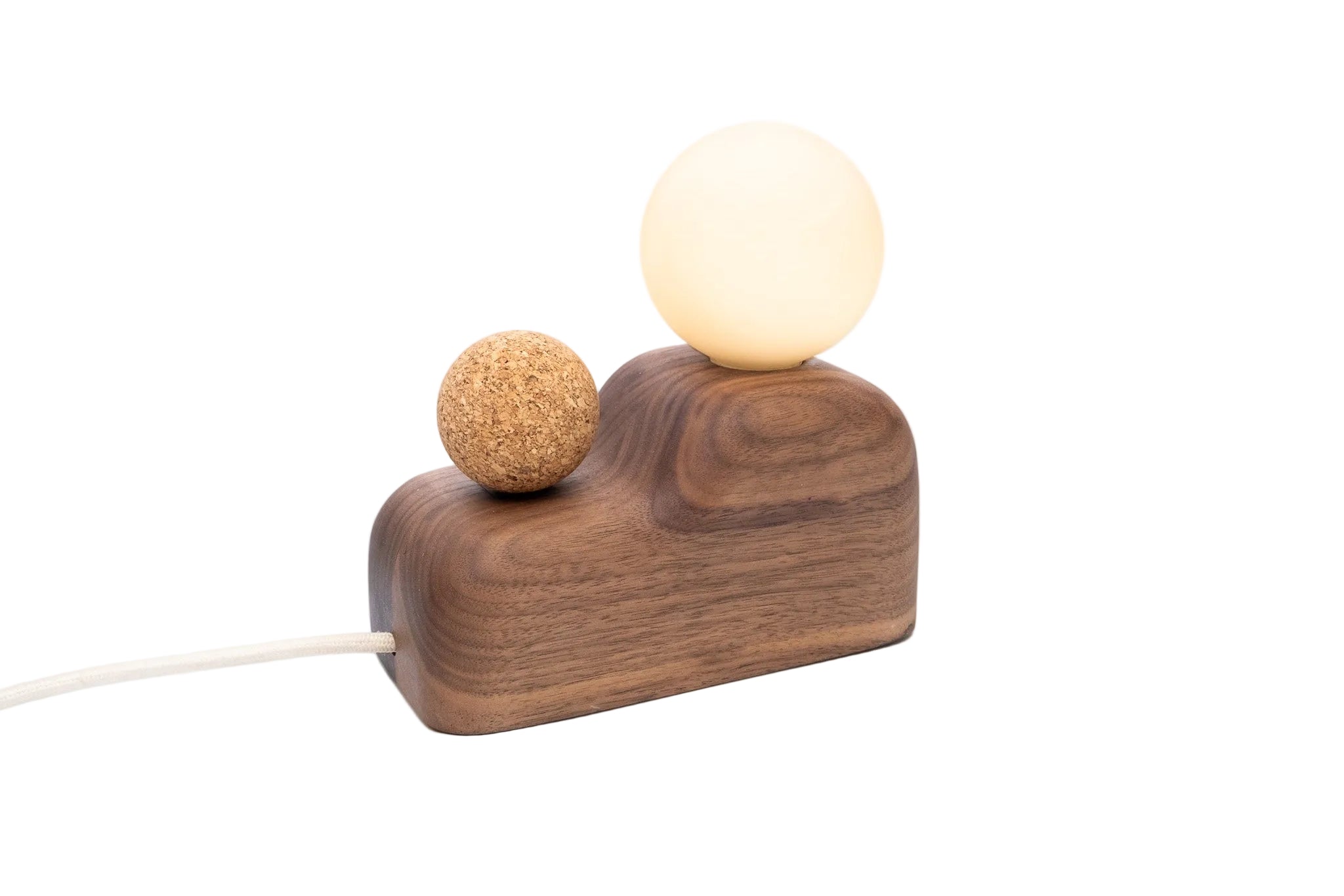 Cerro Bedside Lamp – Cork Ball Switch Handcrafted Wood Table Light