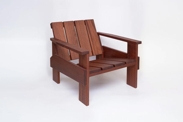 Facet outdoor wood lounge chair geometric design handmade by Koppa Wood Design