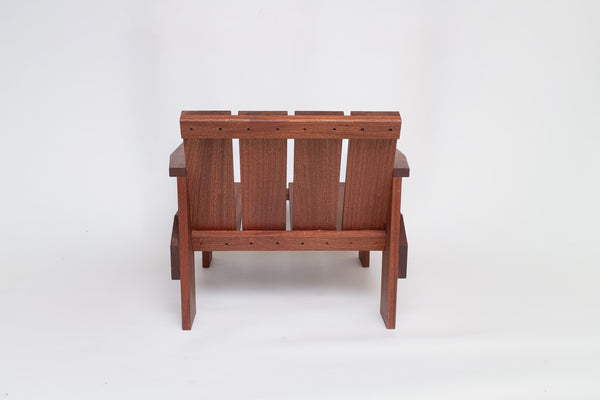 Geometric wood outdoor chair on patio