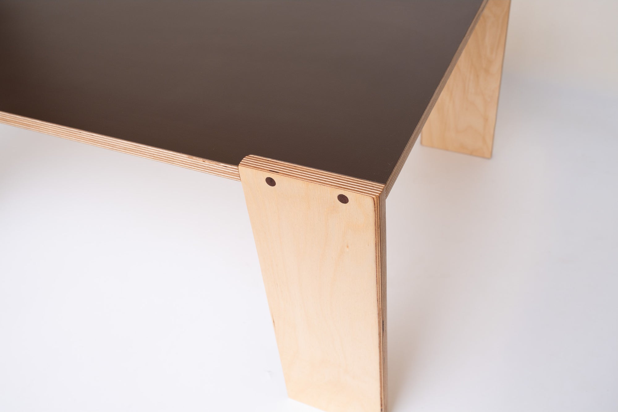 BENTO Coffee Table detail - Formica laminate top, easy to wipe down