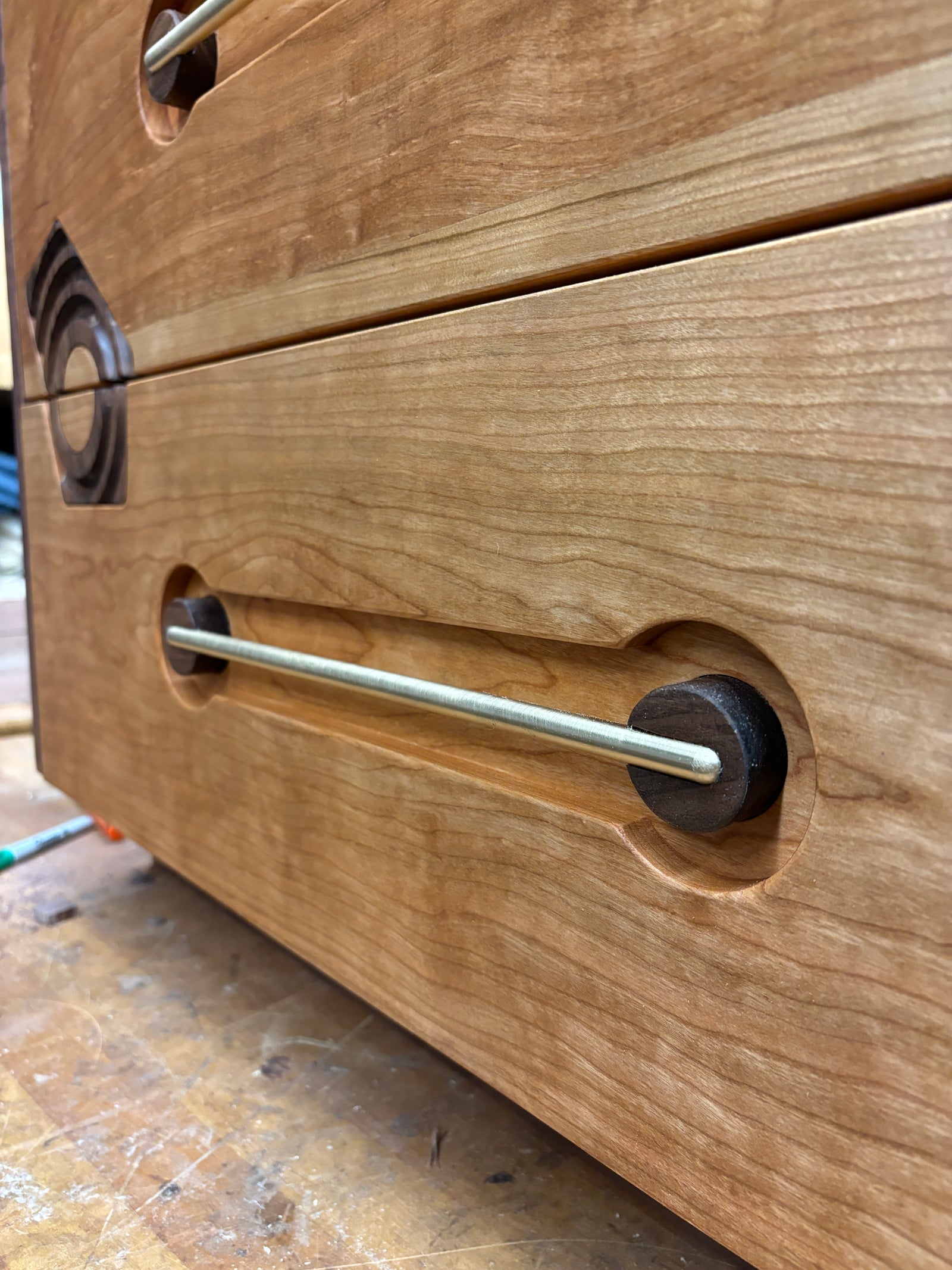 Playful Abstract Inlay Dresser with Custom Brass Pulls - 4