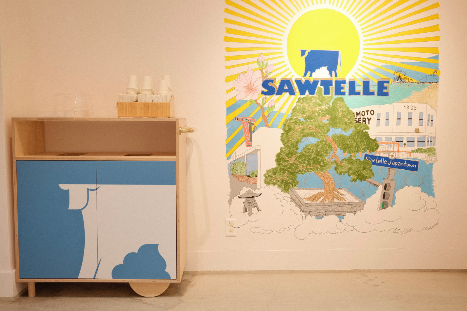 Pegboard Unit and Waste Bin for Indigo Cow — Sawtelle, LA - 2