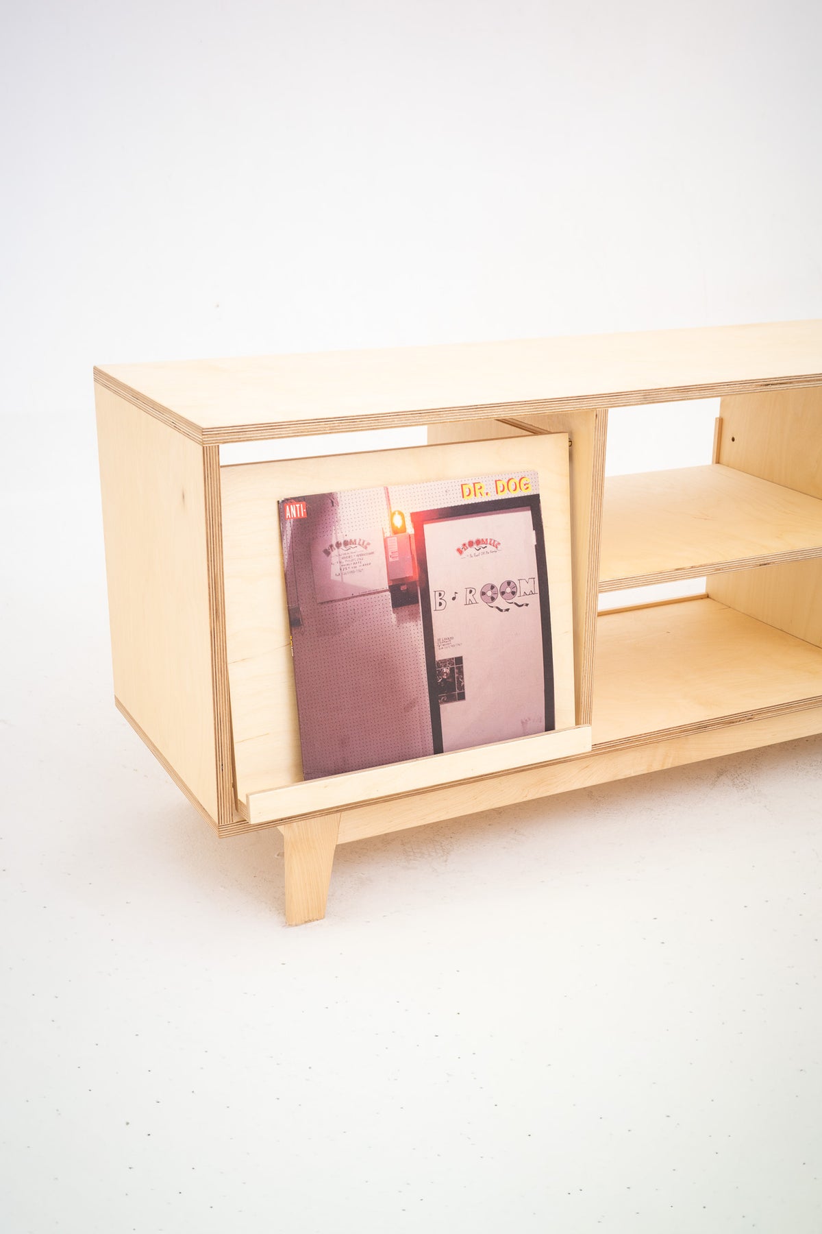 Record Player Console with Pull-Out LP Display