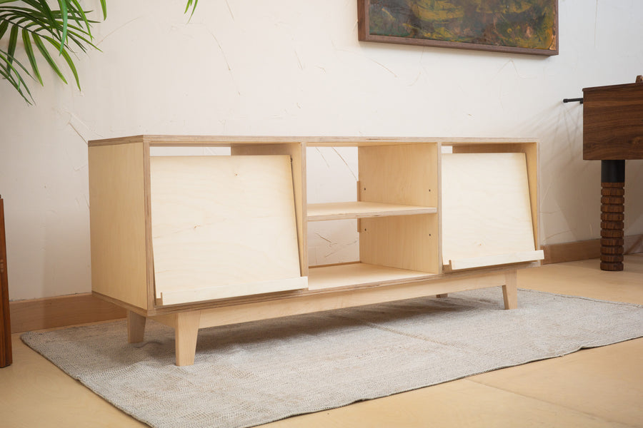 Record Player Console with Pull-Out LP Display