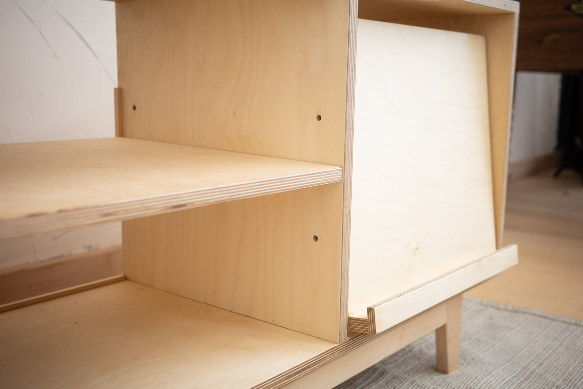 Record Player Console with Pull-Out LP Display