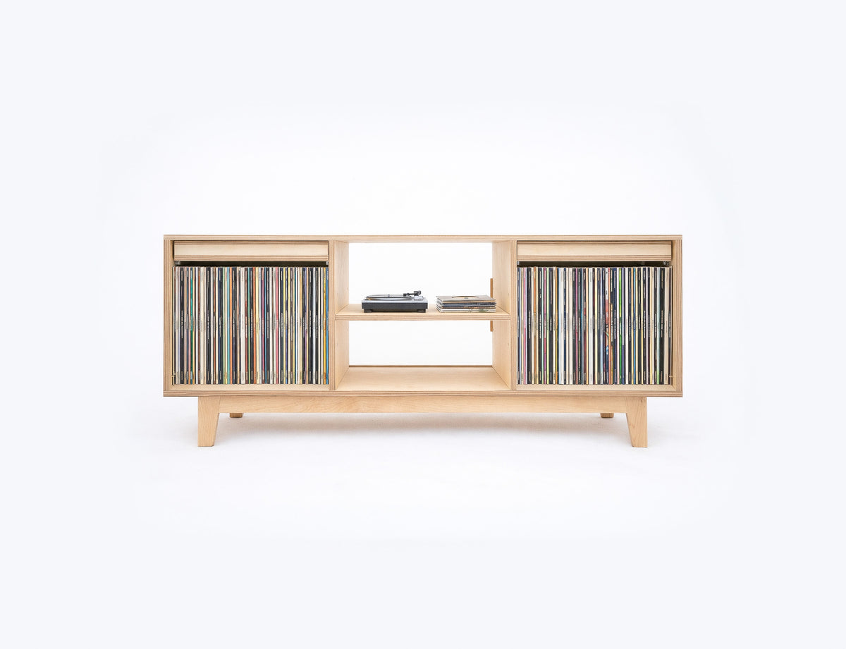 Record Player Console with Pull-Out LP Display