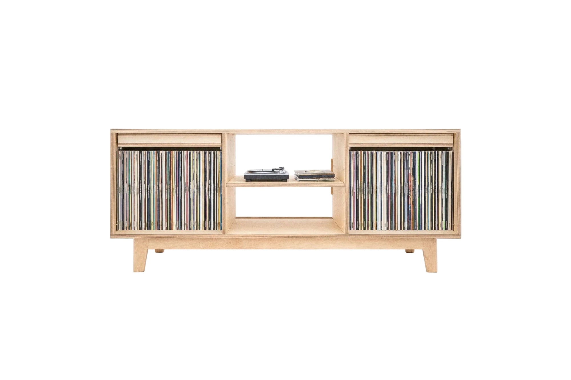 Record Player Console with Pull-Out LP Display