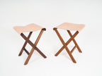 Foldable Leather studio stool walnut