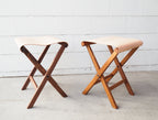 Foldable Leather studio stool walnut