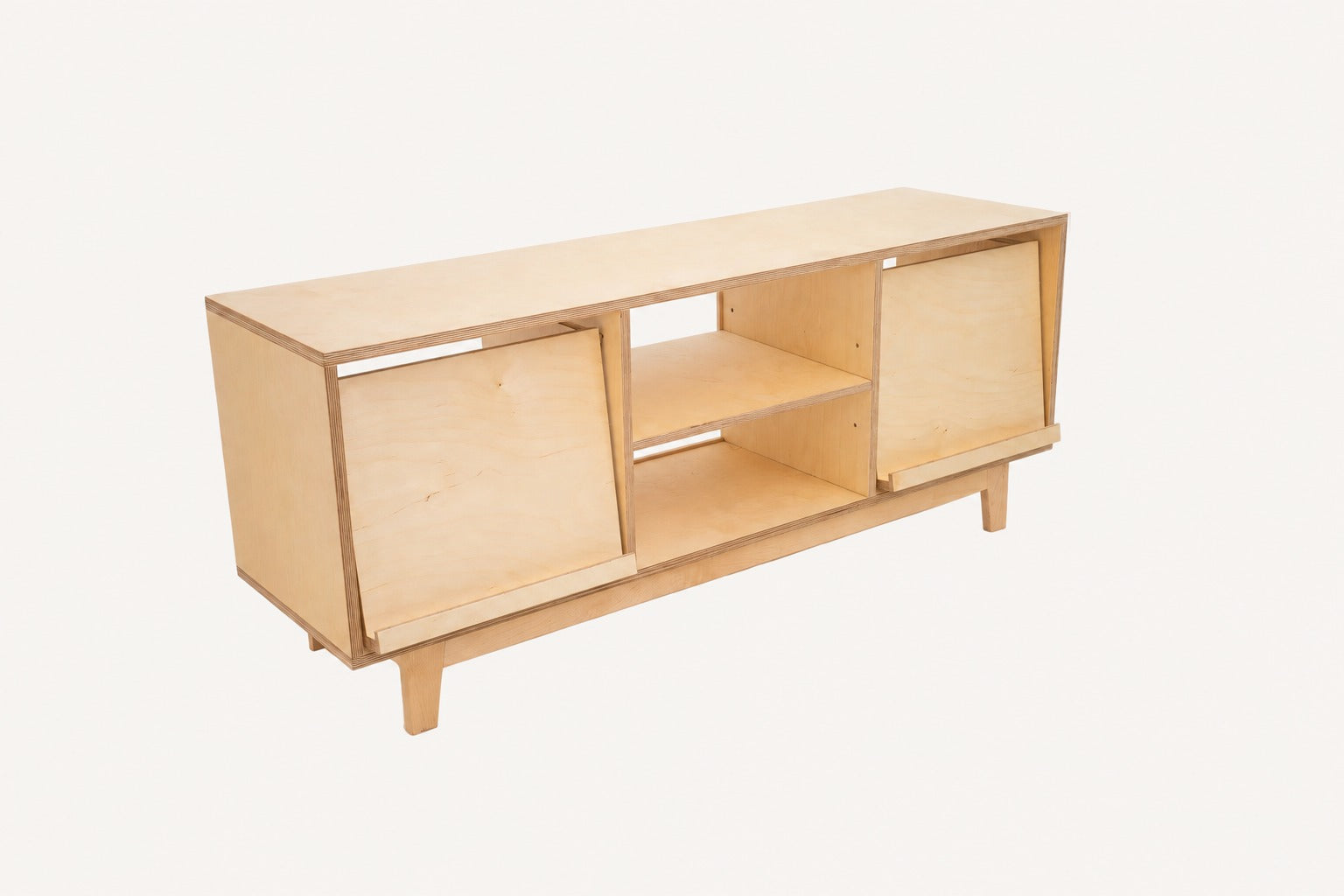 Record Player Console with Pull-Out LP Display